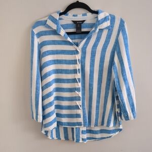 Ali Miles Linen Rayon High Low Hem Top